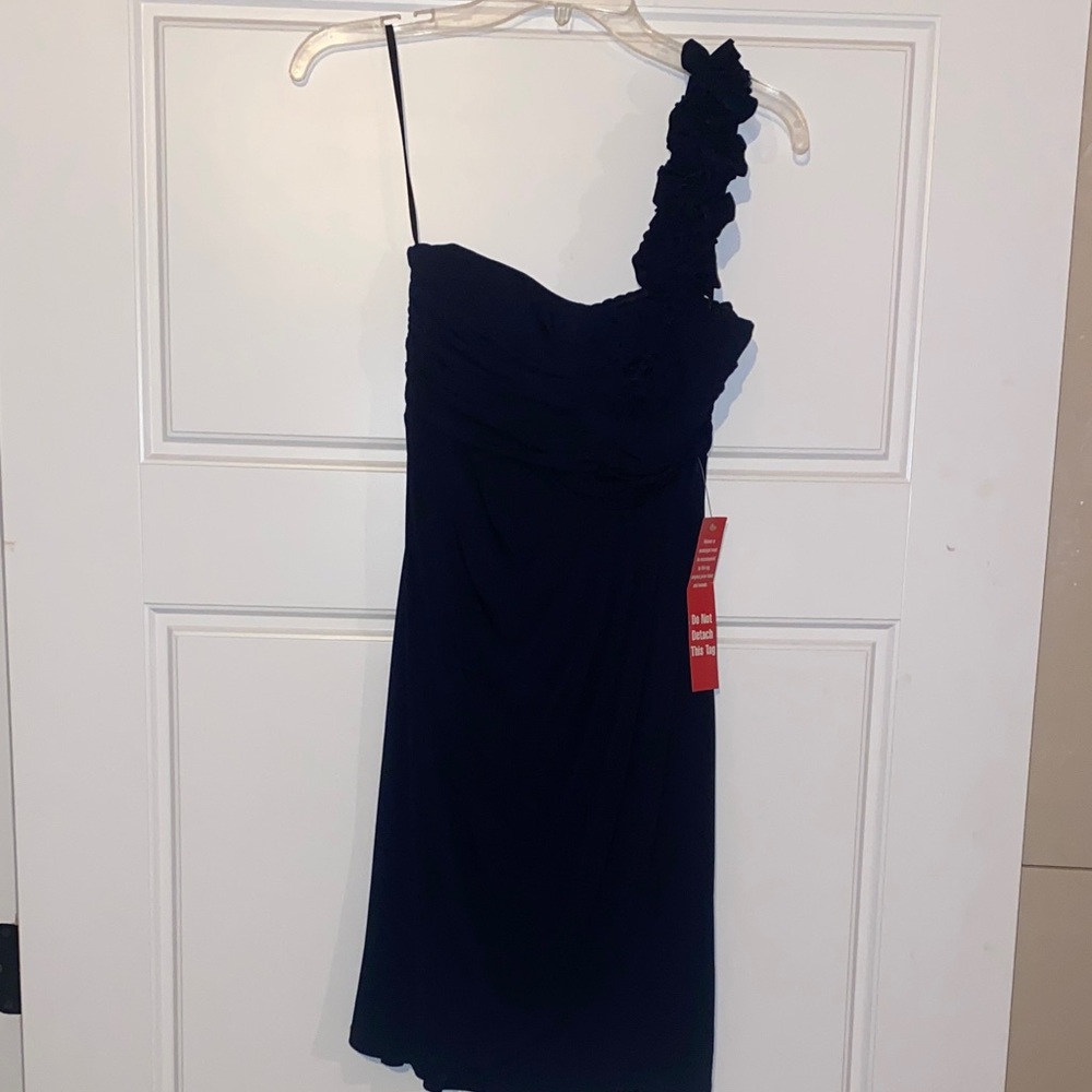 Enfocus Studio Navy One-Shoulder Dress